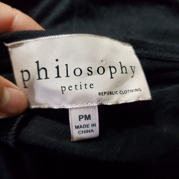 Philosophy Black Curved Hem Stretch Top Size PM NWT MSRP $48.00 - Picture 4 of 7